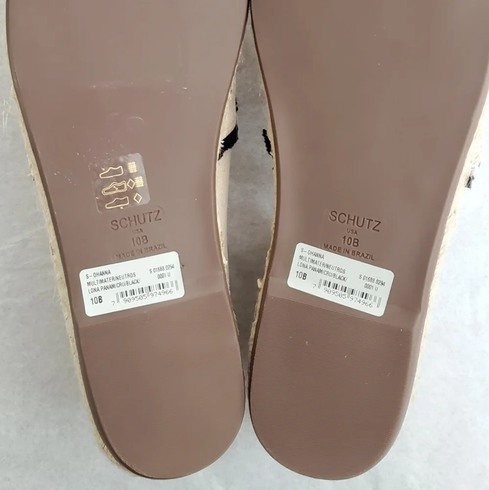 New Schutz Ohanna Printed Canvas Espadrilles Size 10